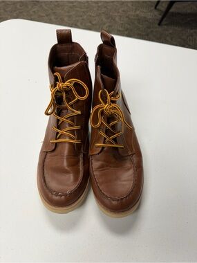 Cat & Jack Lace Up Leather Brown Boots size 6